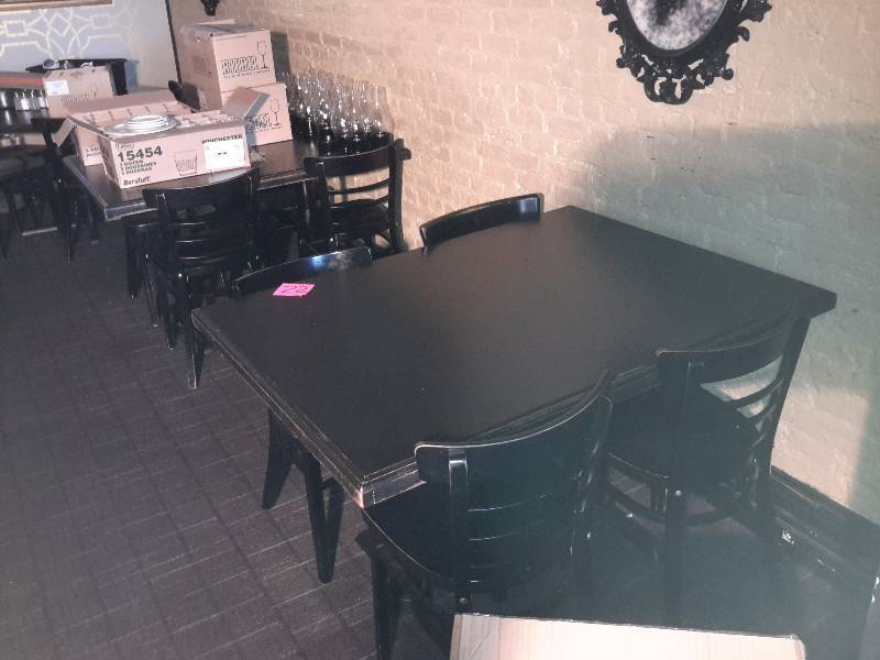 lot 22 image: 2, Solid wood tables with 8 chairs