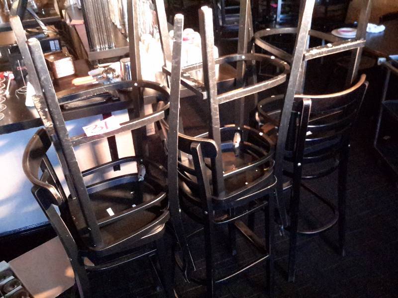 lot 31 image: 6 solid wood bar stools. .Seat height 29 12 in