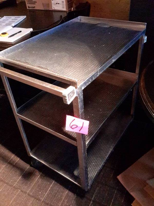 lot 61 image: Stainless steel service cart..