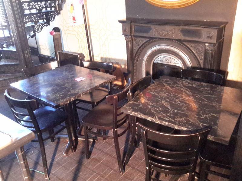 lot 26 image: 2 Solid wood tables with 8 chairs