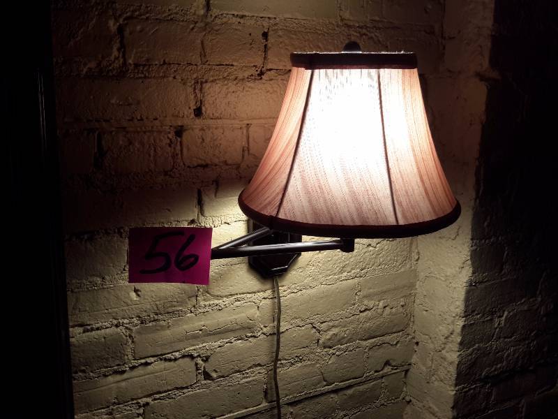 lot 56 image: 4 sconse type wall lamps with shades