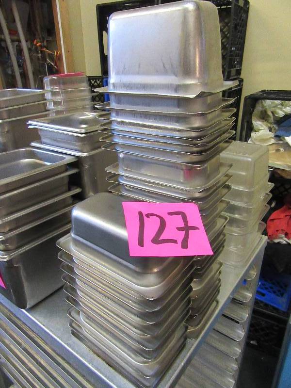 lot 127 image: 24 stainless steel food pans