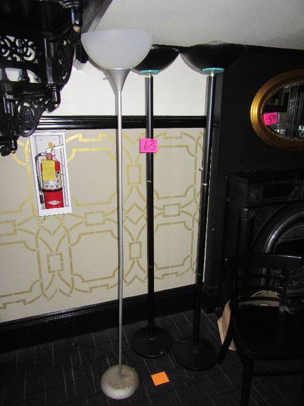 lot 63 image: 3 open top pole lamps