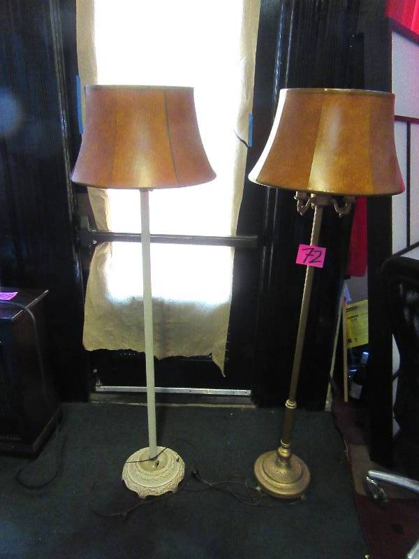 lot 72 image: 2 vintage pole lamps..one has chip in the base