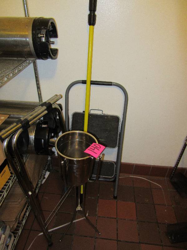 lot 140 image: ChampagneWine Bucket, Step stool, tray stand, light stick