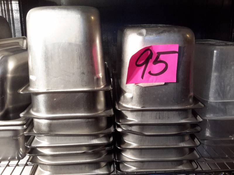 lot 95 image: 13, 10 in x 6in x 6in d Stainless steel ingredient pans