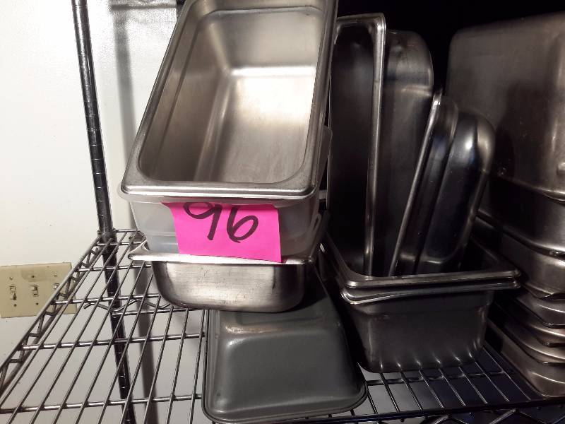 lot 96 image: Misc. Sizes of stainless steel pans