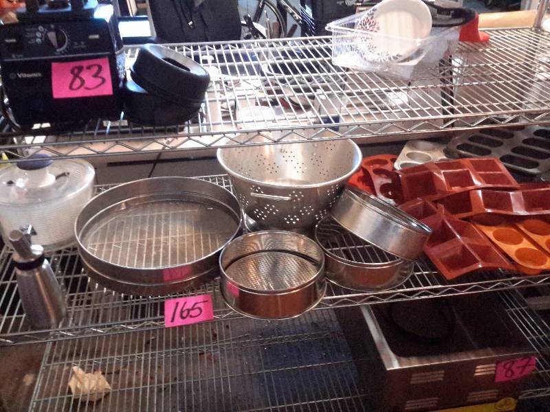 lot 165 image: Sifters, Colendar, Salad Spinner, Misc. Rubber type of cupcake pans