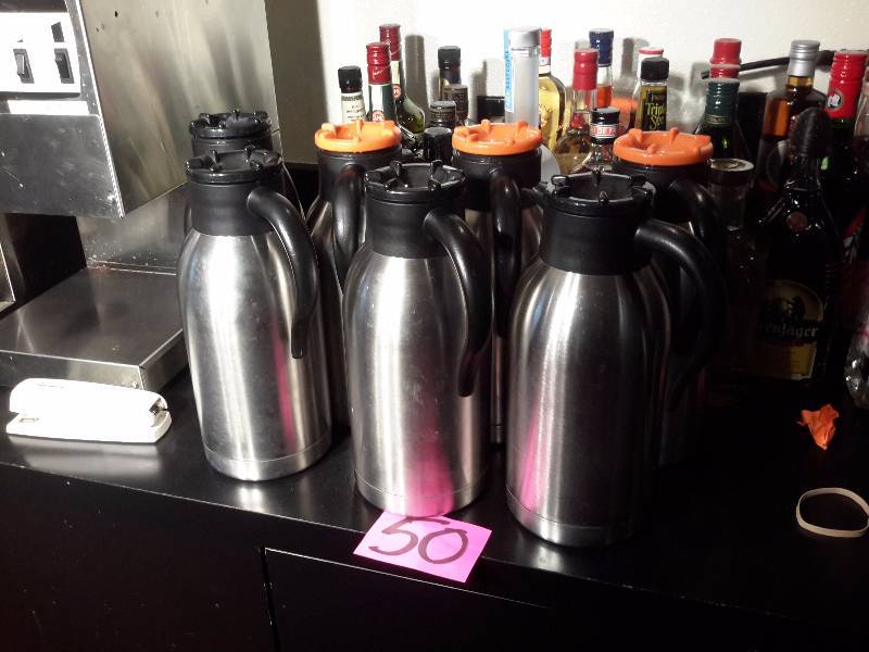 lot 50 image: 7 stainless steel coffee pots