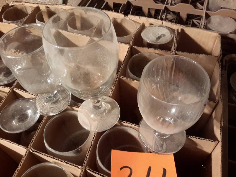 lot 211 image: 3 trays of wine glasses as shown