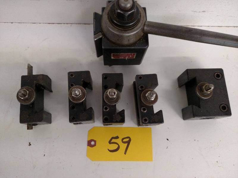 lot 59 image: Aloris CXA Tool Post with (5) Tool ...