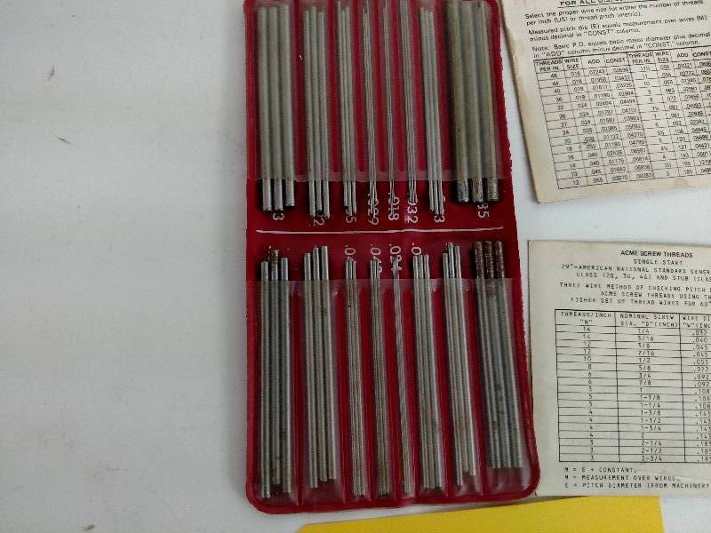 Dee Thread Measuring Wires Chart