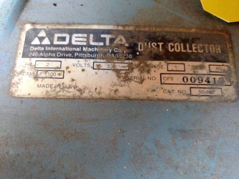 lot 115 image: Delta Dust Collector, 2 hp, 230v, 1...