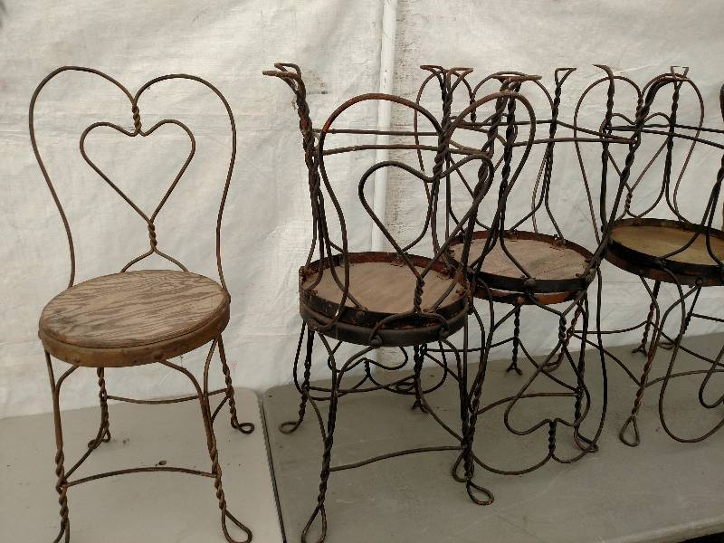 lot 136 image: (14) Ice Cream Parlor Chairs, Vario...