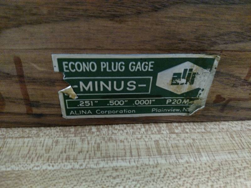lot 138 image: Econo Minus Plug Gage Set, .251-.50...