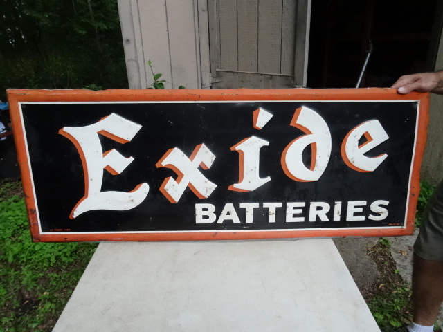 lot 3 image: Exide battery vintage metal sign. 4...