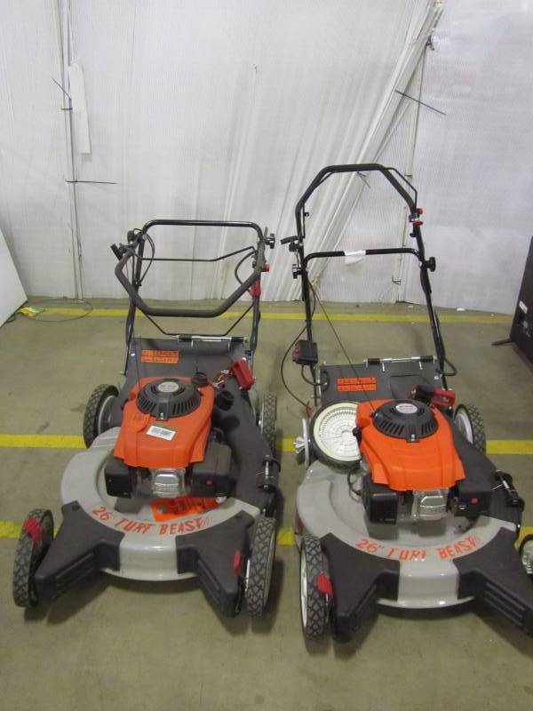 lot 19 image: (2) Turf beast 26 in. 208cc 3-in-1 Wide Area Self Propelled Mower with Blade Brake Clutch