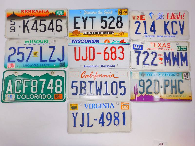 Lot of Various License Plates