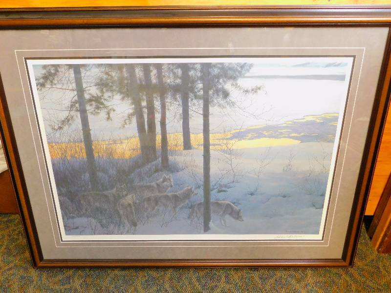 Robert Bateman Edge of Night Timber-wolves Framed Print