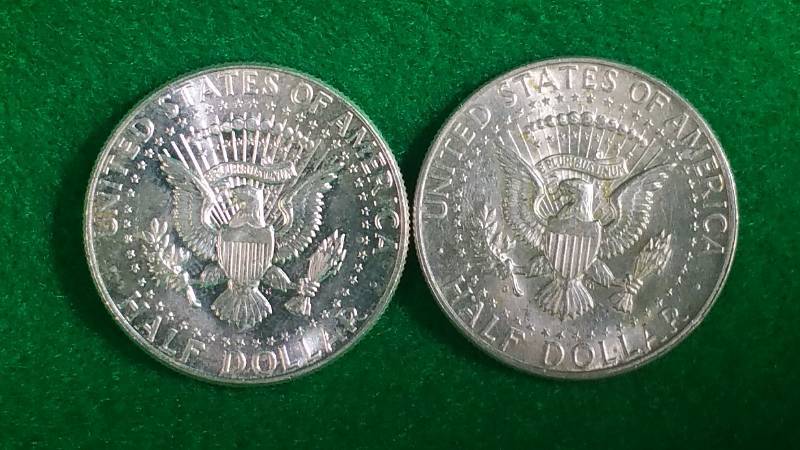 (2) 1964 Kennedy Half Silver Dollars BU