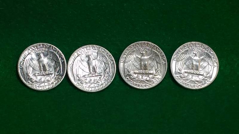 (4) Washington Silver Quarter Dollars BU
