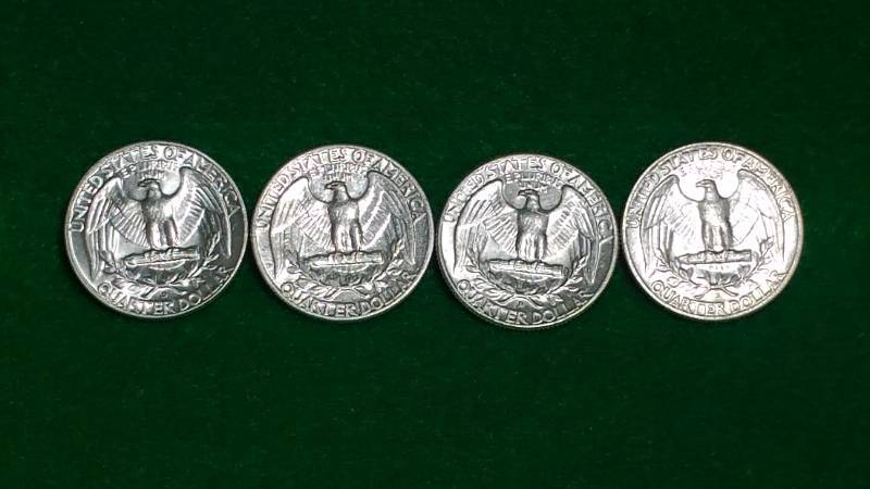 (4) Washington Silver Quarter Dollars BU