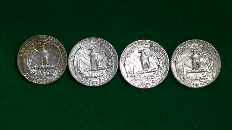 (4) Washington Silver Quarter Dollars BU