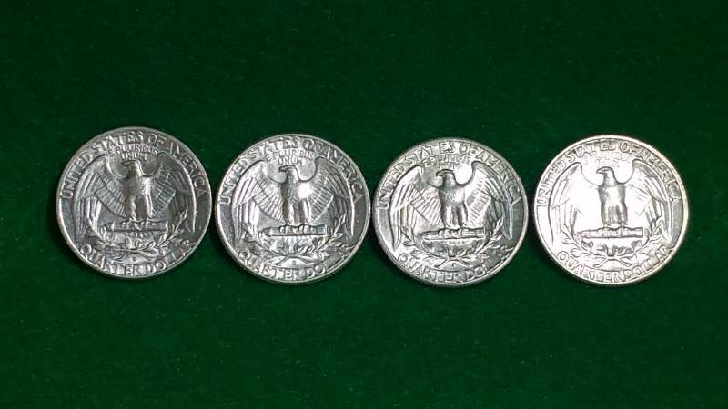 (4) Washington Silver Quarter Dollars BU