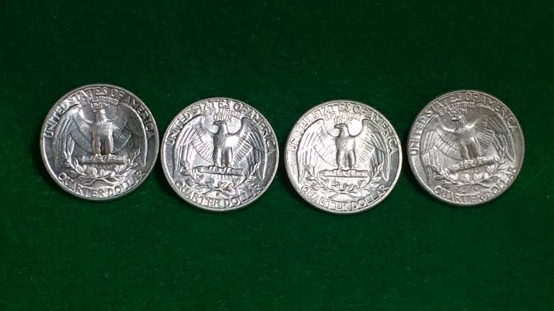 (4) Washington Silver Quarter Dollars BU