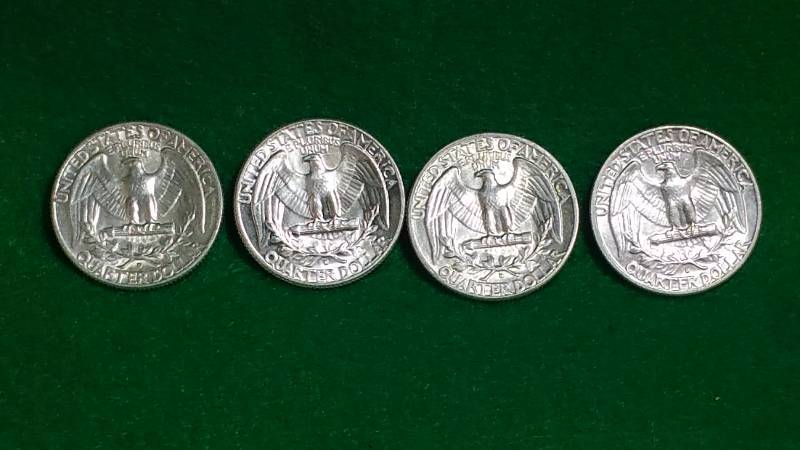 (4) Washington Silver Quarter Dollars BU