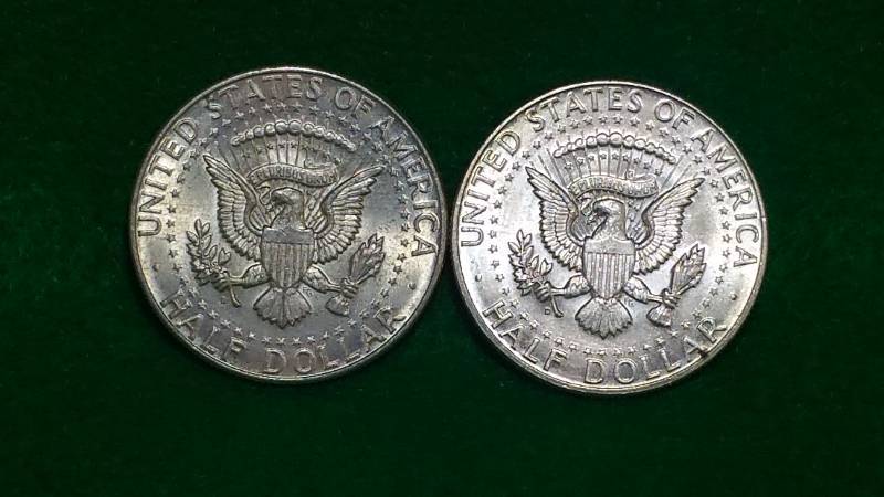 (2) 1964 Kennedy Half Silver Dollars BU