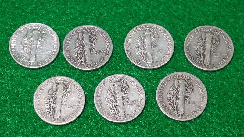 (7) Mercury Silver Dimes