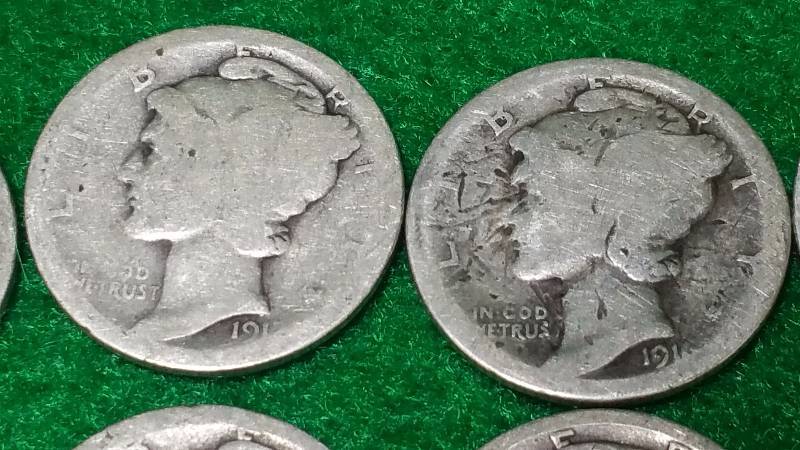 (9) Mercury Silver Dimes