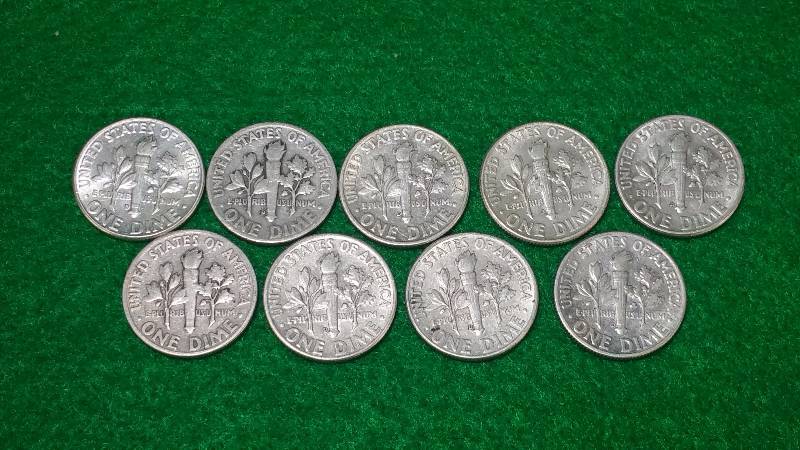 (9) Roosevelt Silver Dimes