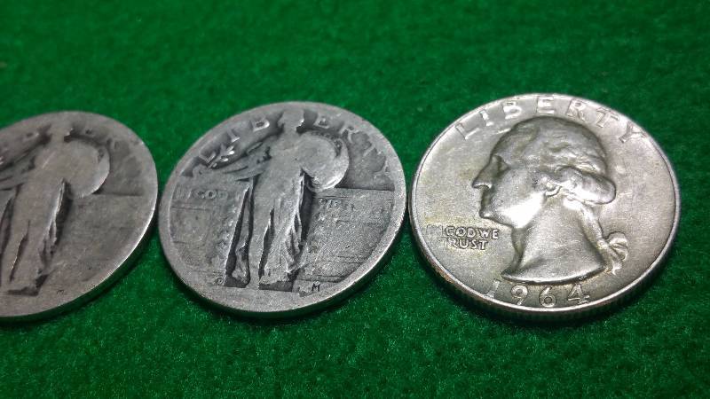 1964 Washington Silver Quarter  (3) Standing Liberty Quarters