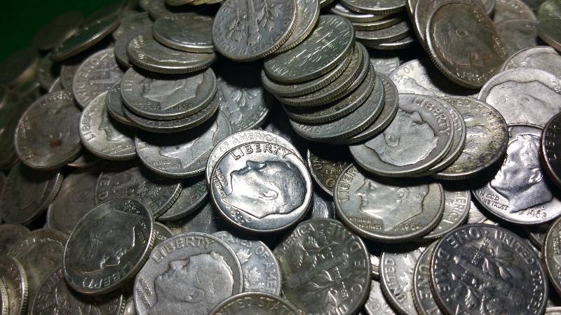 (10) Roosevelt Silver Dimes - Random Date  Mintmark