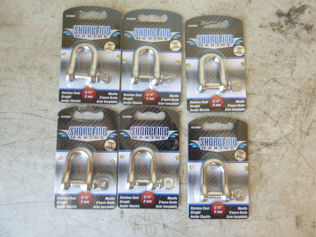 lot 175 image: 6 Shoreline Stainless Steel Straight Anchor Shackles