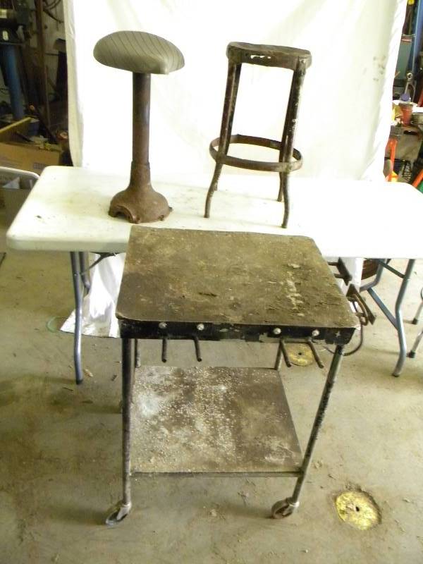lot 174 image: Utility Cart and Vintage Stools