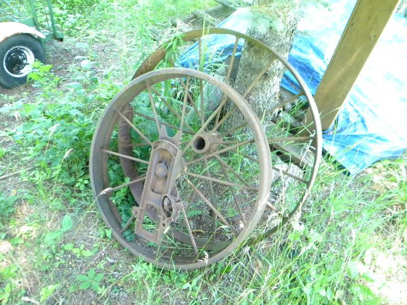lot 446 image: Vintage Metal Spoked Wheels