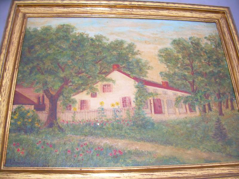 lot 6 image: FARM SCENE OIL PAINTING