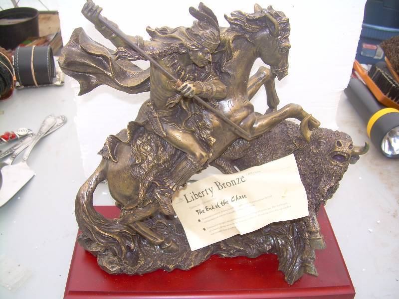 lot 63 image: LIBERTY BRONZ THE END OF THE CHASE STATUE