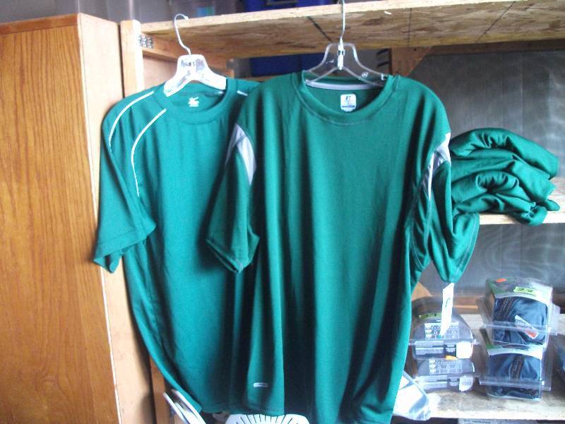 6-New Russell Dri-Power Shirts, 1-Mizuno M