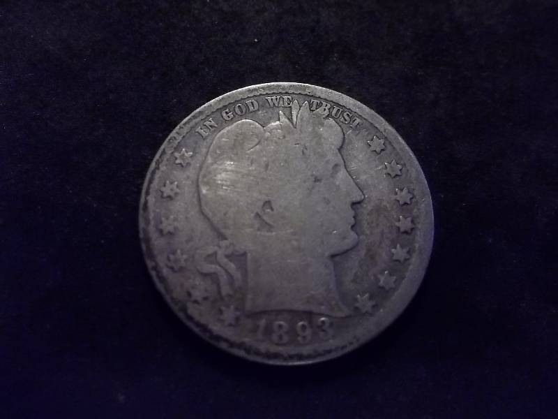 1893 O Barber Quarter E In United Partially Covered