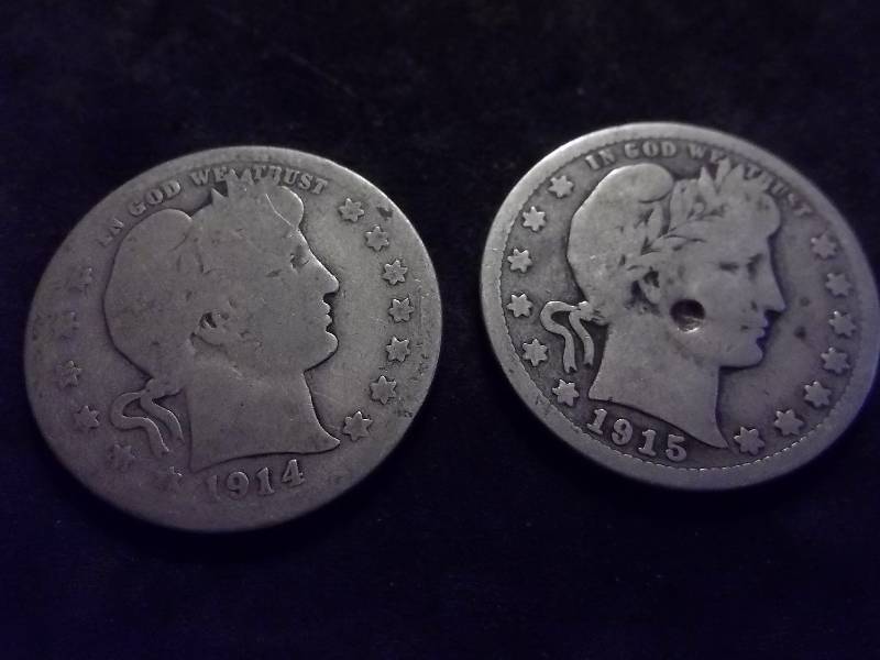 1914, 1915 D  Barber Quarters