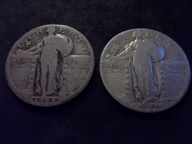 1928, 1929  Standing Liberty Quarters Strong Dates