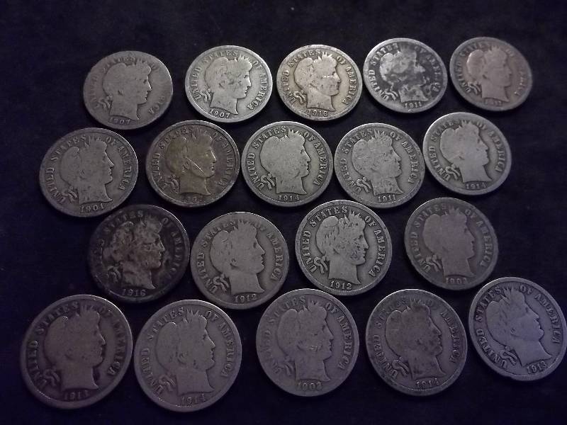 19 Barber Dimes 1901-1916