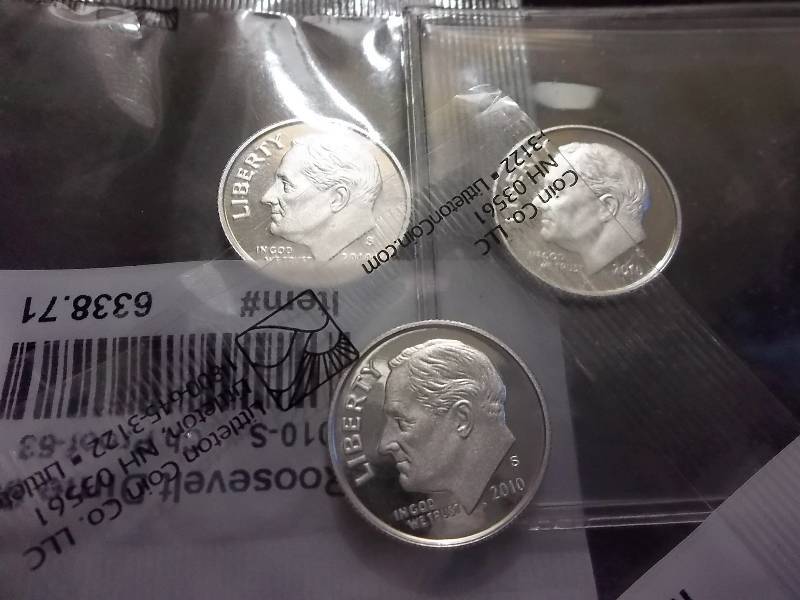 3-2010 S Roosevelt Dime Proofs 90% Silver In Original Packaging