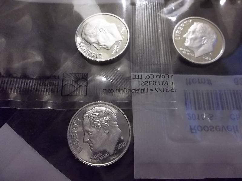 3-2010 S Roosevelt Dime Proofs 90% Silver In Original Packaging