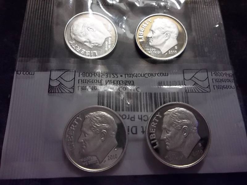 4-2010 S Roosevelt Dime Proofs 90% Silver