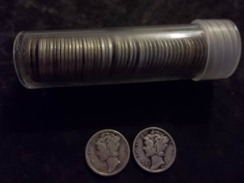 Full Roll Of Mercury Dimes 1930s & 1940s